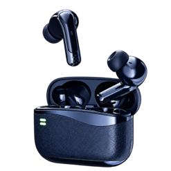 Monoise M6+ тъмносини безжични слушалки с отворена зарядна кутия
