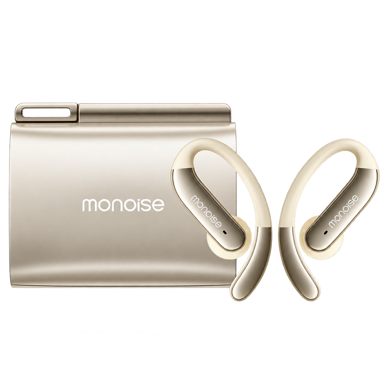 Monoise Q13 безжични слушалки в цвят шампанско със зарядна кутия